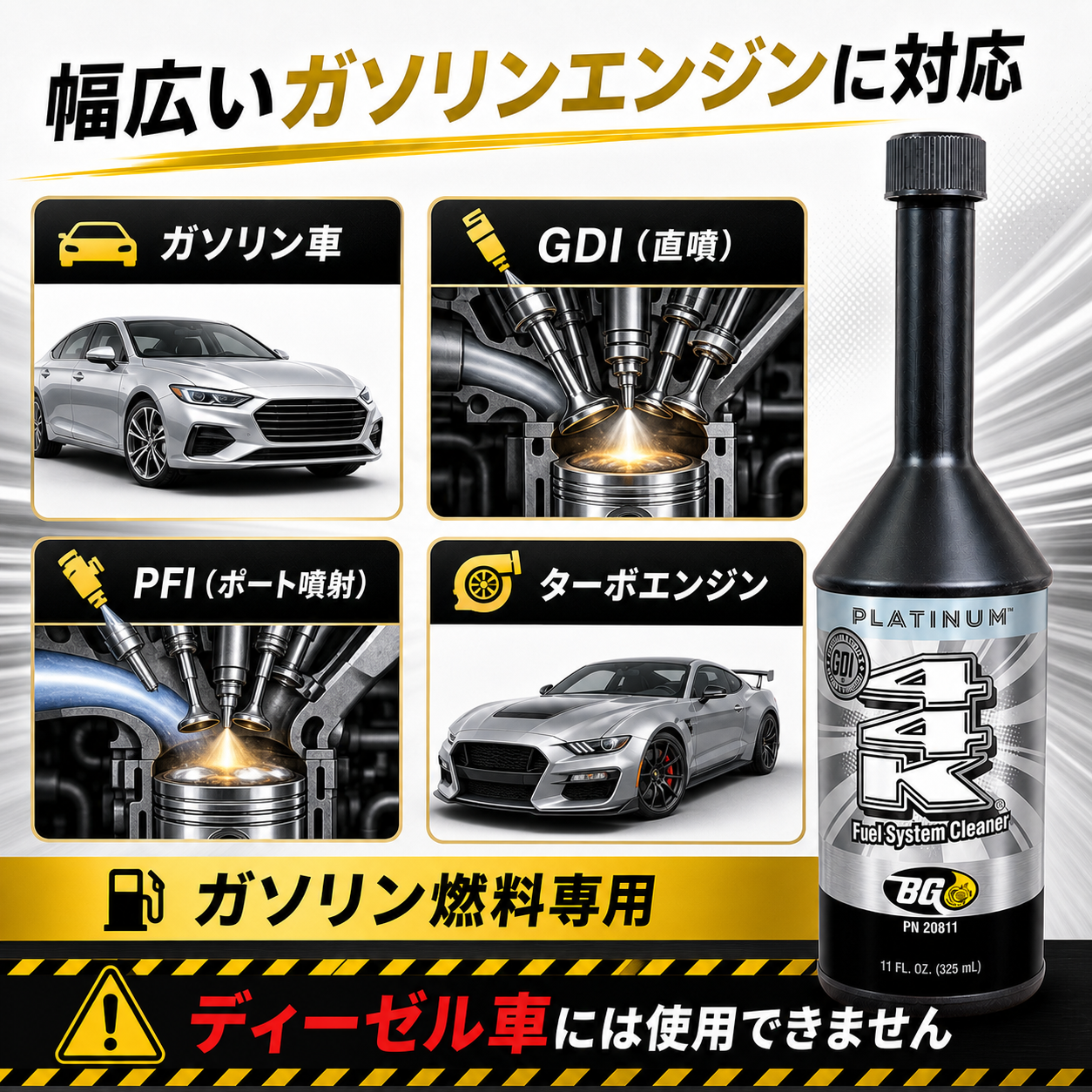 44K｜ガソリン燃料システムクリーナー 325mL 製品説明 7／8